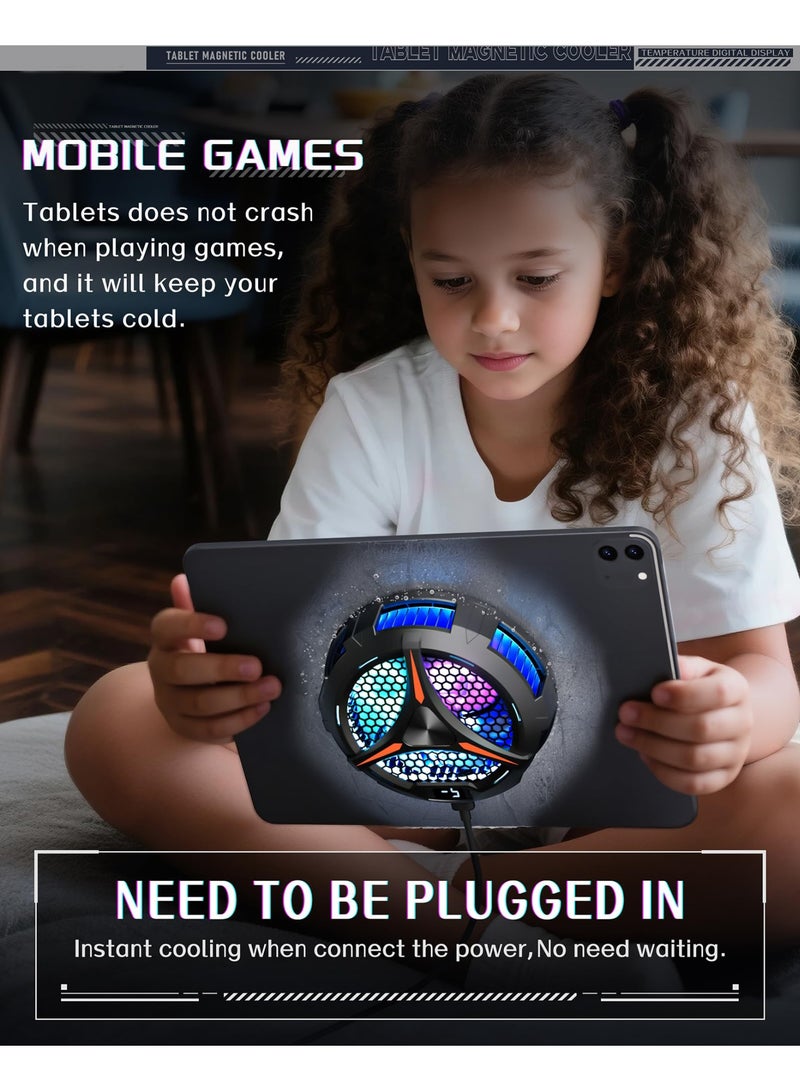 مبرد iPad، مبرد كمبيوتر لوحي مغناطيسي لأجهزة ipad/Surface pro/Samsung Tab، متوافق مع Steam Deck، مشعاع عالمي مع عرض درجة الحرارة لألعاب الهاتف المحمول، بث مباشر Tiktok - Image 5